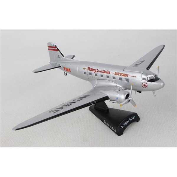 Postage Stamp Planes Postage Stamp Planes PS5559-4 1 by 144 Scale TWA DC-3 Model Airplane PS5559-4